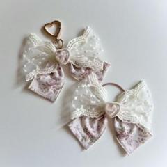 花柄リボンヘアアクセサリーとキーホルダー
