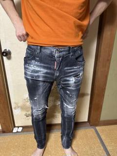 ダメージ加工 スキニーデニム ダークグレー