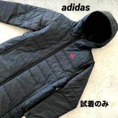 試着のみ✨アディダスadidas フード付きロング中綿ベンチコート ブラック刺繍