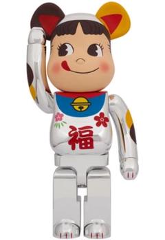 BE@RBRICK 招き猫 ペコちゃん 福 銀メッキ 1000％ 不二家のサムネイル