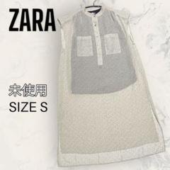 【未使用】 ZARA シアー シャーリング ロング ブラウス