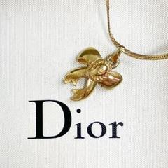 美品✨クリスチャン　ディオール　ネックレス　リボン　CD　オーバル　ゴールド