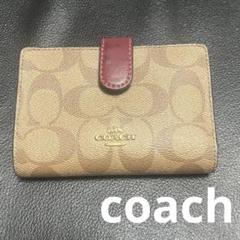 COACH 二つ折り財布 ブラウン レッド
