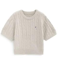 キャット刺繍ケーブル編みニットトップ[gn305]