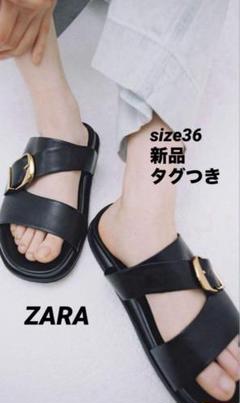 ZARA - 【完売品】ZARA バックルフラットサンダル サイズ39 25.3