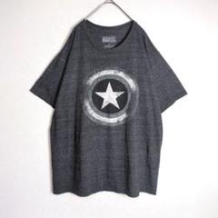 Tシャツ (XL) マーベル 大きめサイズ ゆるダボ 霜降り 濃いグレー系 古着