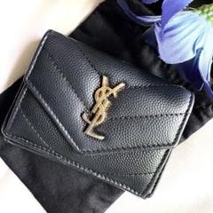 極美品✨サンローラン 折り財布 カサンドラロゴ キャビアスキン ダークグレー 極美品✨サンローラン 折り財布 カサンドラロゴ キャビアスキン