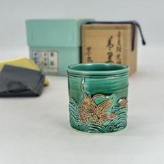 中村翠嵐　食籠　共箱 Yahoo!オークション - 【和美】中村翠嵐 火入 青交趾鱗文 共箱