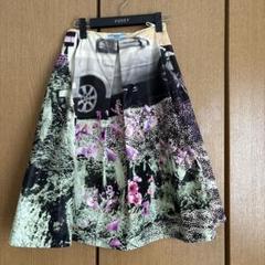 VIP価格☆PRADA☆花柄 シルク ツイル スカート プラダ PRADA 総柄スカート P150P グリーン シルク レディース