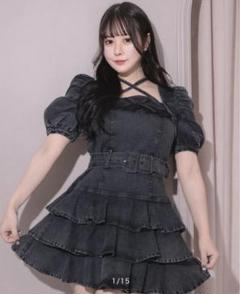 pium ティアードフリルミニワンピース ブラック pium ピウム ティアードフリルミニワンピース ブラック デニム