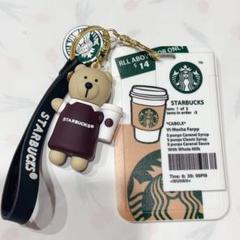 新品 スタバ　 IDカードホルダー ストラップ付 ベアリスタ フィギュア付きのサムネイル