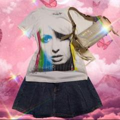 パリスヒルトン　Y2K　平成ギャル　レトロ　フェイスプリント　Tシャツ　ピチT