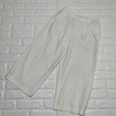 自由区 ワイドパンツ 白 38 タック付き 裏地あり
