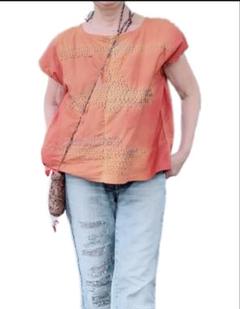 櫻妓　紅花染バックルボン付きシャツ