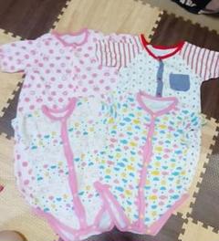 2Wayカバーオール ロンパース肌着セット 60-70cm 女の子 半袖