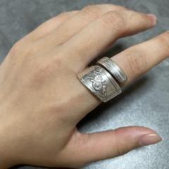 シルバー 花模様 スプーンリング　アンティーク　11号