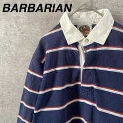 90sBARBARIAN カナダ製　ボーダーラガーシャツ　長袖　メンズSサイズ 90sBARBARIAN カナダ製 ボーダーラガーシャツ 長袖 メンズS