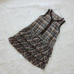 PRIME VOYAGE シアー　チェックワンピース　フリルレース　サイズ40