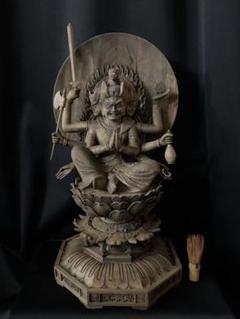 大型 高37cm 仏教工芸品 総楠製 井波彫刻 一刀彫 極上彫 九龍観音菩薩立像 m23501711618_1.jpg?1641640559