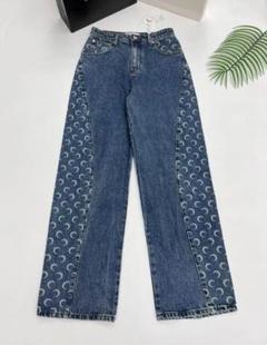 MARINE SERRE モノグラム ハイライズ ワイドレッグ ジーンズ Marni ハイライズ ワイドジーンズ | ブラック | FARFETCH JP