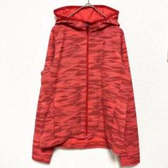 【美品】adidas ナイロンパーカー デザイン◎ レッド系 M【951】