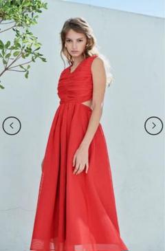 estella.k シアーシャーリングタックドレス 赤 estella.k シアーシャーリングタックドレス 赤