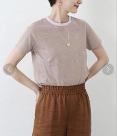 美品☆ジャーナルスタンダード　オーバーダイボーダーTシャツ　ピンク　ベージュ系