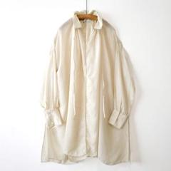 美品 アダムエロペ ギャザーチュニックブラウス スタンドカラー ビッグシルエット