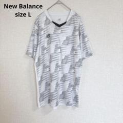 【ニューバランス】半袖Tシャツ スポーツ サッカー 大きいサイズ ホワイト 総柄