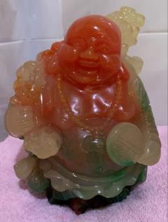 布袋様 彫刻 約25cm 七福神 布袋尊 インテリア 縁起物