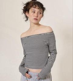 tina jojun ボートネック ボーダーカットソー ダークネイビー