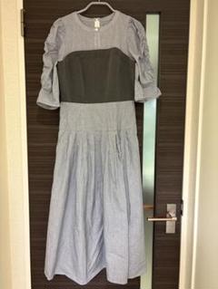 グレー系 フレアスカート 長袖ワンピース