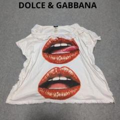 DOLCE & GABBANA リッププリント Tシャツ フリル レース ロゴ DOLCE & GABBANA リッププリント Tシャツ フリル レース ロゴ