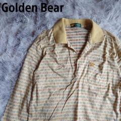 ゴールデンベア Golden Bear 長袖ポロシャツ M 総柄　カーキ