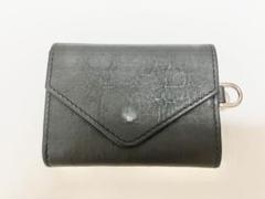 senti × keel 3つ折り財布 ミニウォレット レザー ブラック