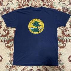 90s アート　木　シングルステッチ　ネイビー　Tシャツ　ヴィンテージ　古着