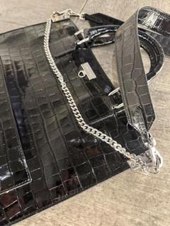 Dsquared2 クロコダイル型押し ブラックショルダーバッグのサムネイル