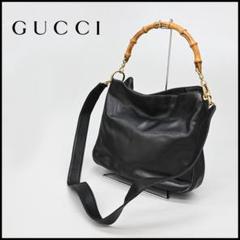 46067★グッチ バンブー ショルダーバッグ ブラック レザー ハンドバッグのサムネイル
