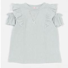 新品　メゾピアノ新品タグ付きネックレス刺しゅう　肩開き2wayテレコTシャツ