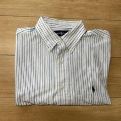 90s Ralph Lauren BLAKE 半袖ストライプシャツ白 青