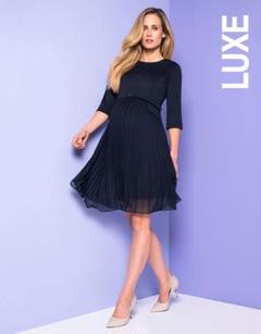 【在庫あり】 Seraphine ネイビー UK8 マタニティプリーツワンピース マタニティ