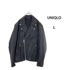美品 ジャケット レザー 黒 （美品】ユニクロ 羊革 レザー
