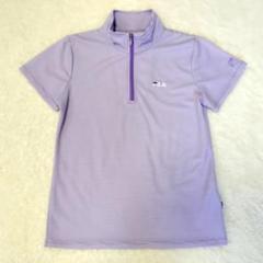 FILA ハーフジップ シャツ 半袖 スタンドカラー ゴルフ スポーツウェア 紫