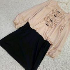 《美品》 Magamni Satomi シフォン生地ワンピース ベージュ L