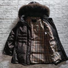 DAKS 3way ダウンコート フォックスファー ハウスチェック ブラウン M DAKS 3way ダウンコート フォックスファー ハウスチェック