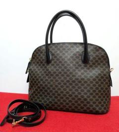 【美品】セリーヌ　ハンドバッグ　2way　サークル　裏地総柄　レザー　ブラック CELINE - 極 美品 保存袋付 CELINE セリーヌ ヴィンテージ