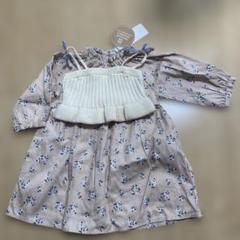 プティマイン 花柄ワンピース ビスチェセット 80