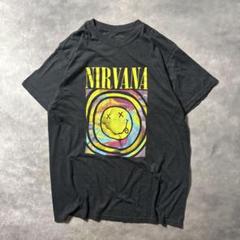 P98 古着90s復刻NIRVANA グレーTシャツ　スマイリーフェイス