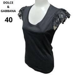 DOLCE&GABBANA レースドッキング　ノースリーブ Tシャツ ブラックのサムネイル