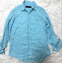 【リネン100%】RALPH LAUREN リネンシャツ刺繍ホースロゴ　洗える